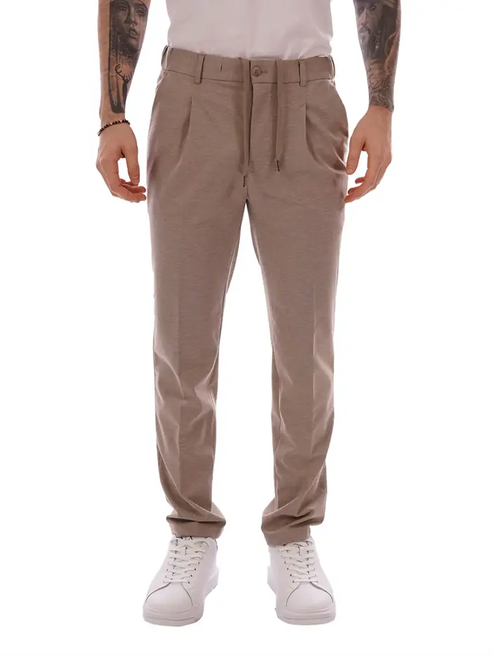 yes-zee pantalone jogger da uomo - beige