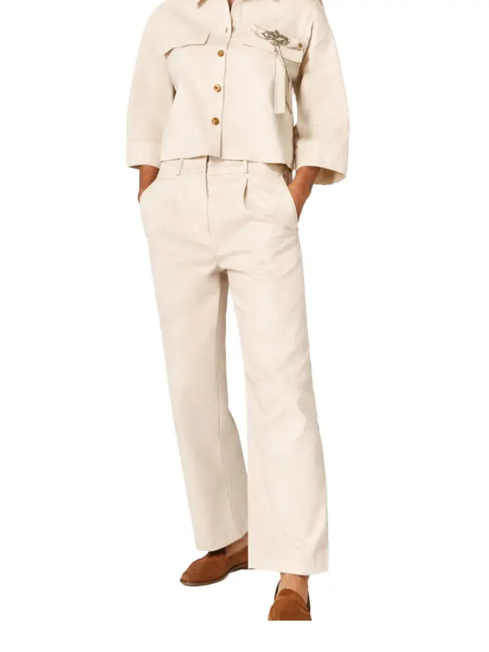 pantalone straight yes zee da donna - avorio