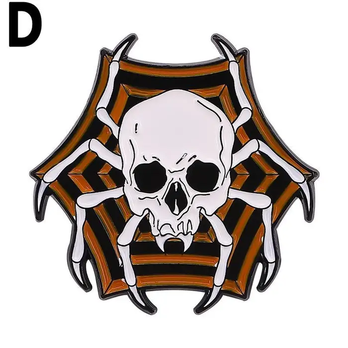 1 pezzo spilla in lega di Halloween teschio ragno zucca spille distintivo gioielli accessori di abbigliamento arancione