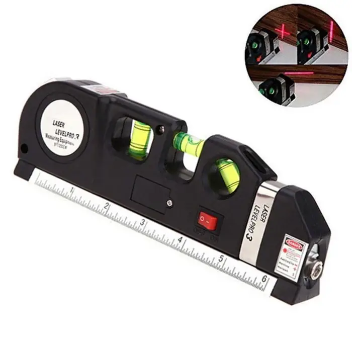 1 pz misuratore di livello laser righello metrico nastro di misurazione verticale orizzonte linea retta nero