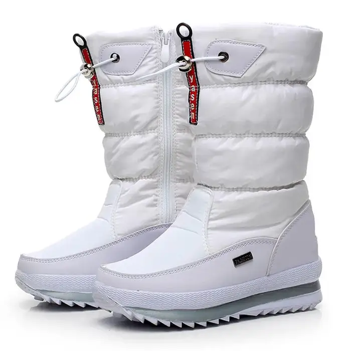 Yoghurt Stivali da Neve da Donna alla Moda con Zeppa Stivali Invernali Peluche Spesso Impermeabili Antiscivolo Stivali Scarpe Invernali da