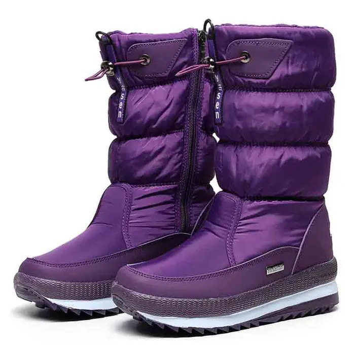 Yoghurt Stivali da Neve da Donna alla Moda con Zeppa Stivali Invernali Peluche Spesso Impermeabili Antiscivolo Stivali Scarpe Invernali da