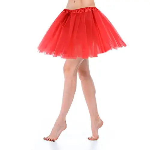 Yolev Gonna Tulle Donna Teen Adult Classic Elastico in Tulle a 3 Strati Gonna Rossa Tutu Donna Adulto Dance Dress Up