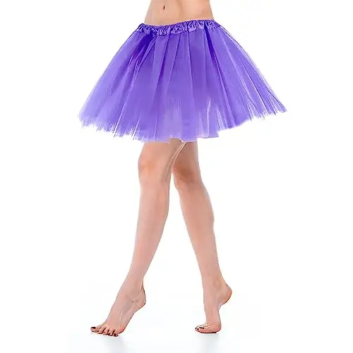 Yolev Gonna Tulle Donna Teen Adult Classic Elastico in Tulle a 3 Strati Gonna Viola Chiaro Tutu Donna Adulto Dance