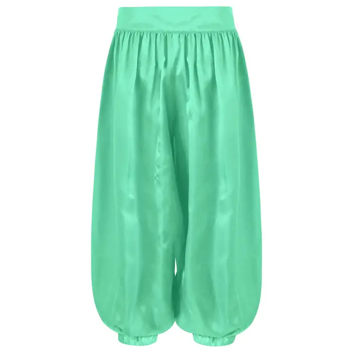 YONGHS Pantaloni da ballo eleganti da ragazza a gamba larga in tessuto satinato per spettacoli teatrali 11-12 Years colore verde chiaro