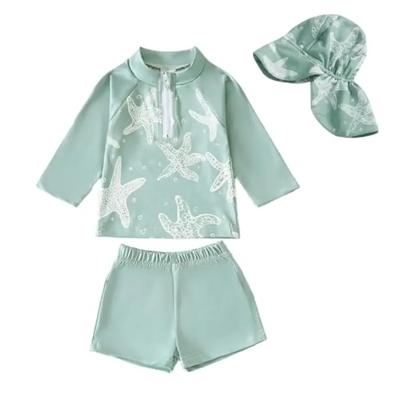 Yoolhamy Costume da Bagno per Bambino Bambini a Manica Lunga Cerniera con Cappello da Sole per Il Costume da Bagno per Neonato