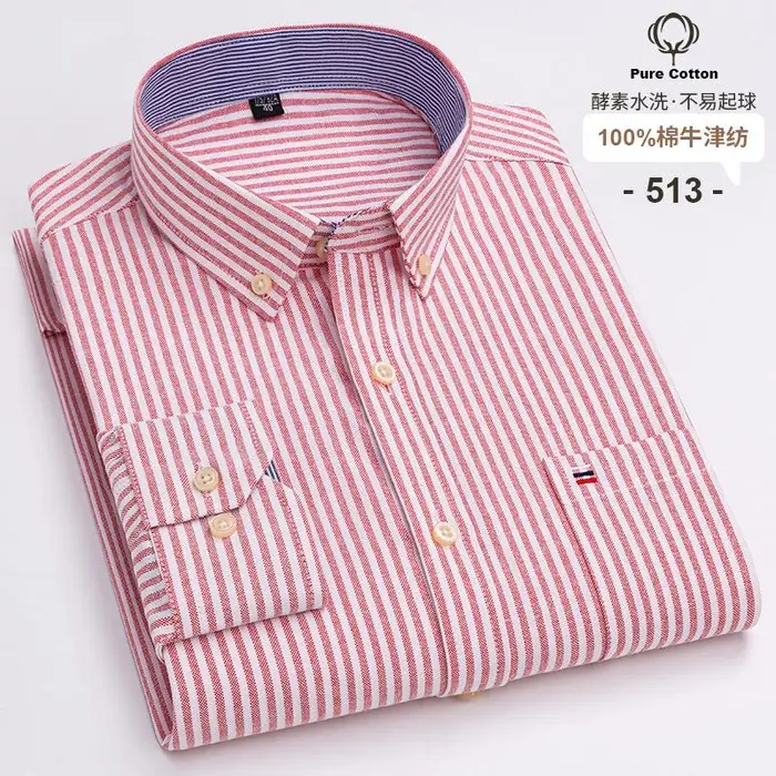 Yoxier Camicie da Uomo Oxford 100% Cotone Maniche Lunghe a Quadri Morbida Vestibilità Regolare Camicia Formale Taschino Blusa Sociale
