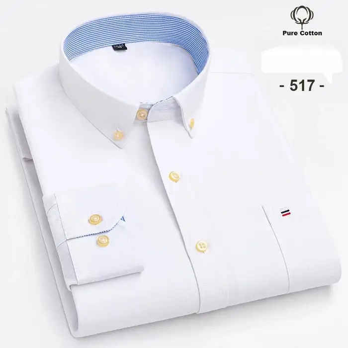 Yoxier Sinwoyan Camicie da Uomo in Puro Cotone Oxford Solido Business Casual Manica Lunga Vestibilità Regolare con Taschino sul Petto 4XL