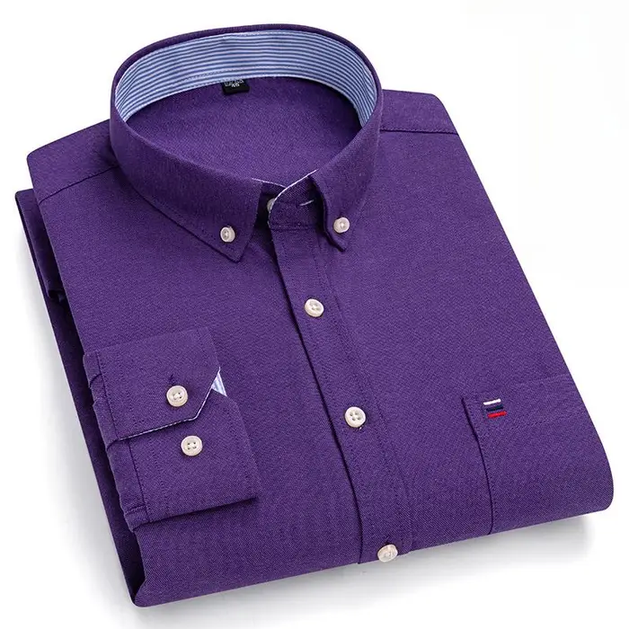 Yoxier Sinwoyan Camicie da Uomo in Puro Cotone Oxford Solido Business Casual Manica Lunga Vestibilità Regolare con Taschino sul Petto 5XL