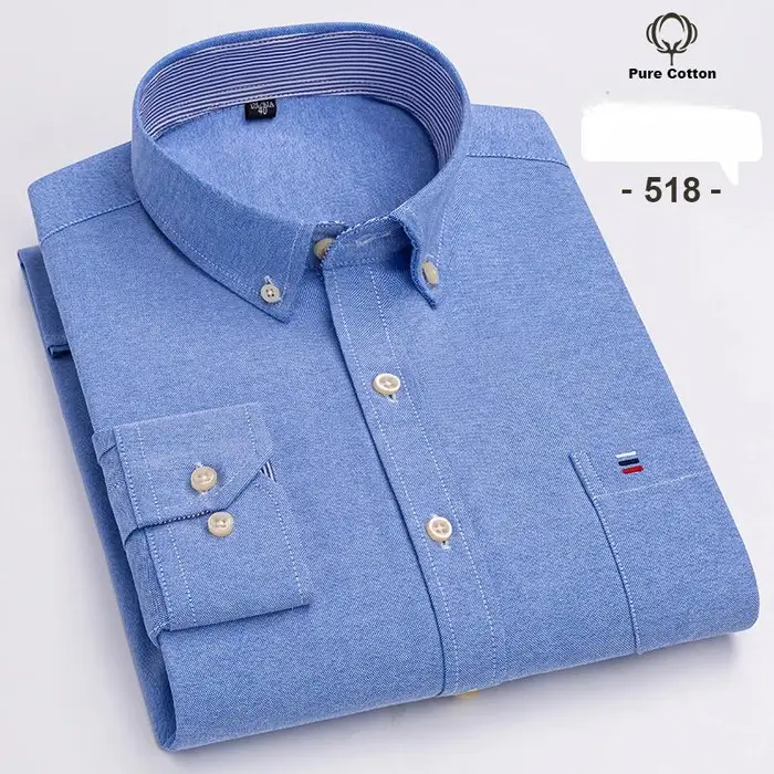 Yoxier Sinwoyan Camicie da Uomo in Puro Cotone Oxford Solido Business Casual Manica Lunga Vestibilità Regolare con Taschino sul Petto 7XL
