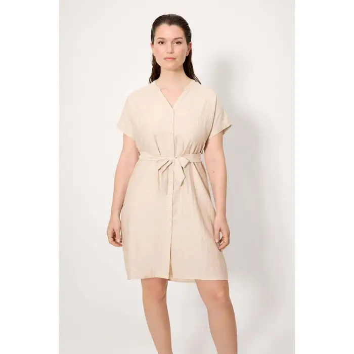 Ysabel Mora Abito corto Abito camicia in lino a maniche corte Beige