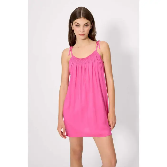 Ysabel Mora Abito corto mini abito rosa basic con spalline annodate