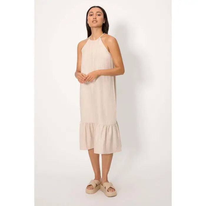 Ysabel Mora Vestiti midi Abito lungo dritto in lino Beige