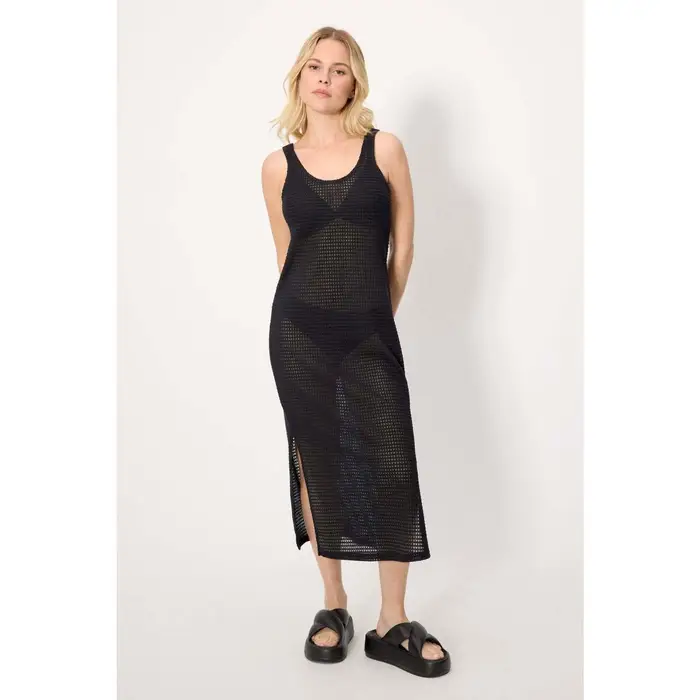 Ysabel Mora Vestiti midi Abito lungo in pizzo nero con spalline
