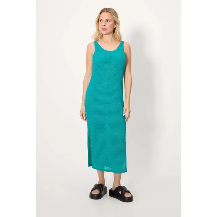 Ysabel Mora Vestiti midi abito lungo in pizzo turchese con spalline Blu