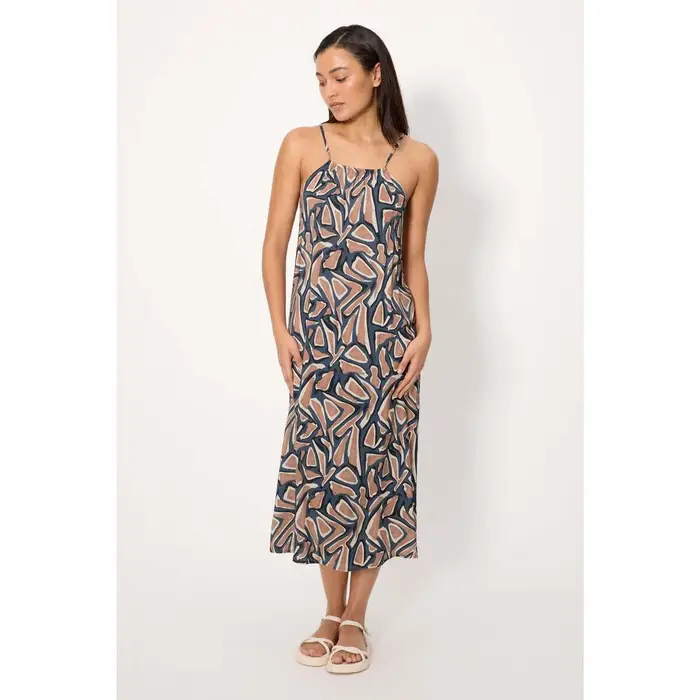 Ysabel Mora Vestiti midi Abito lungo stampato senza spalline Multicolore