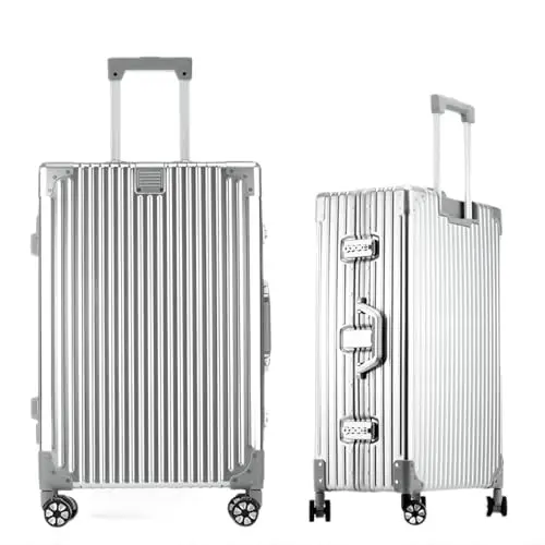 yuweijie Valigia Bagaglio a Mano con coque in alluminio 100% puro. Valigia Trolley con 4 Ruote Doppie Girevoli e