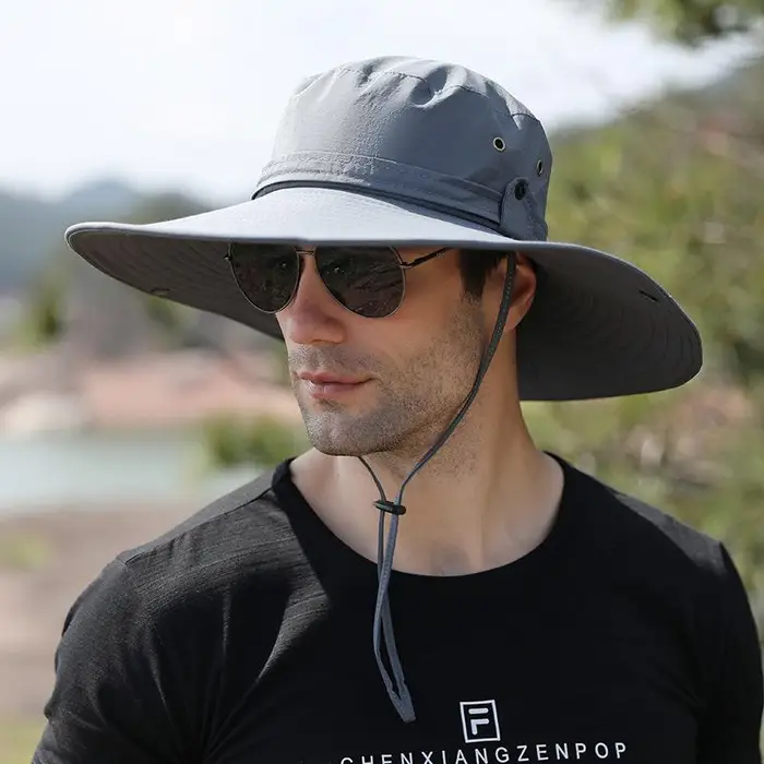 yuyongzhi Cappello da pescatore a tesa larga grande da 15 cm da uomo Cappello da sole impermeabile per esterno Cappello da alpinismo