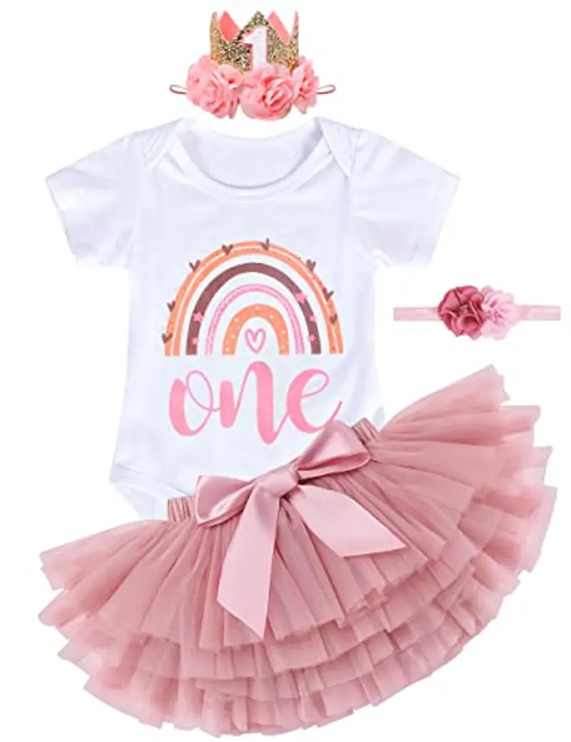 YYDSXK Vestito 1 Anno Bambina, Vestito per il Primo Compleanno per Baby Girl, Pagliaccetto, Tutu Gonna, Neonate Compleanno Outfit per