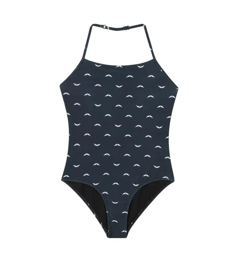 Zadig & Voltaire per ragazza X60362 Costume da bagno nero con logo stampato (4Años= 102cm), Beachwear, Poliamide, Sostenibile, moda per bam
