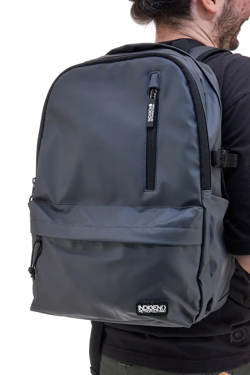 INDIGENO METROPOLITANO Zaino Grigio con Zip e Tasca Frontale 23013