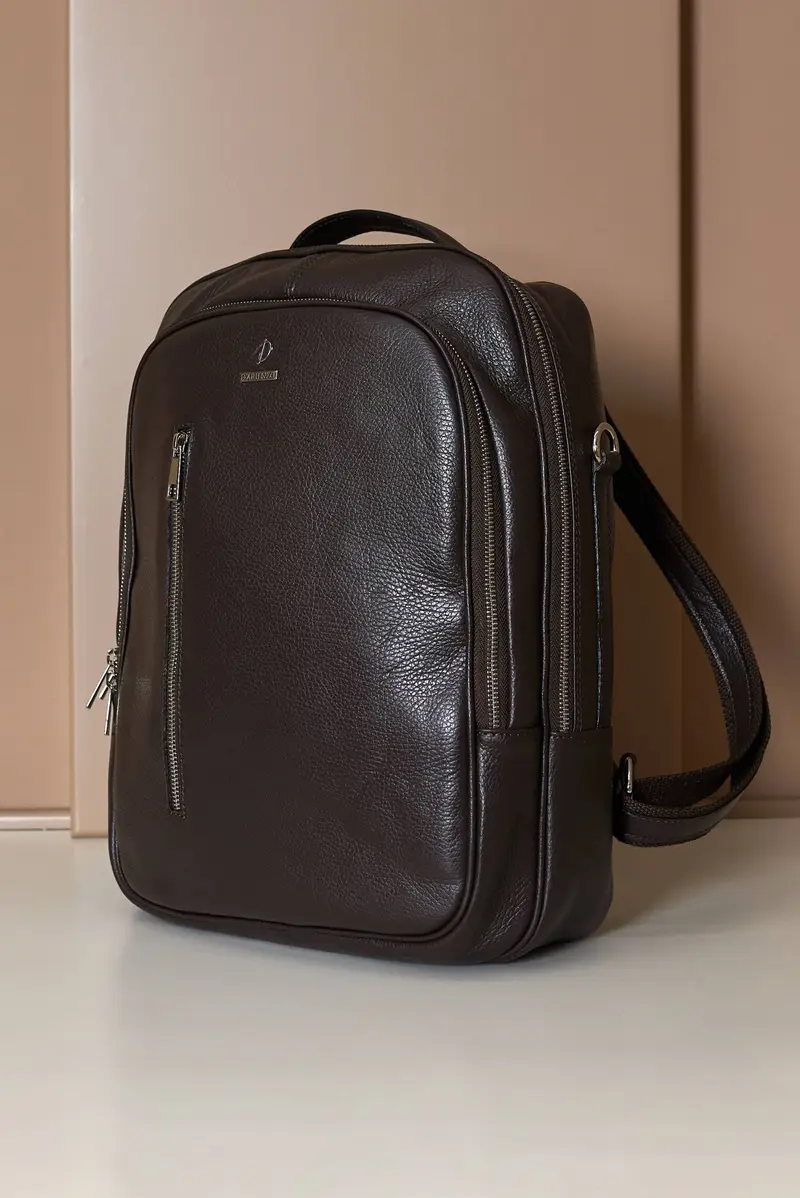 D'Arienzo Zaino in pelle di vitello testa di moro stampa dollaro, Seleziona Taglia Unica, Colore Marrone