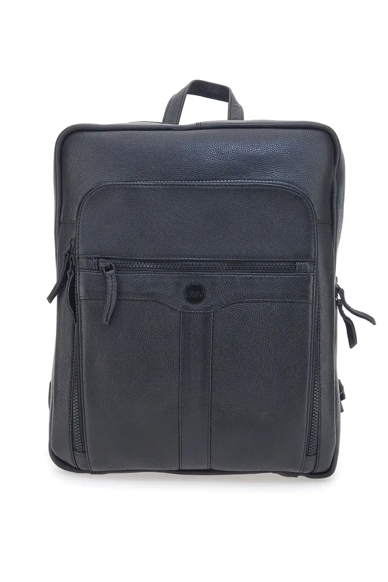 GMV Zaino Nero in Pelle con Tasca Porta Computer GIANMARCO VENTURI CLASS BUSINESS