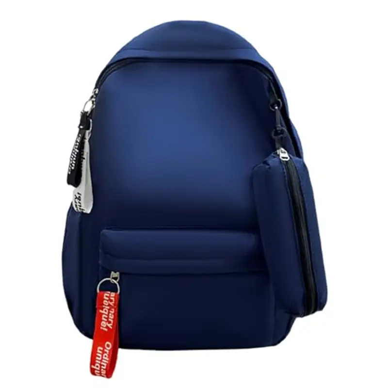 Generic Zaino per bambini, zaino per scuola superiore con astuccio per ragazzi e ragazze, in nylon, per scuola secondaria, Blu scuro