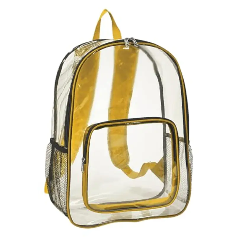 Generic Zaino trasparente per le scuole medie superiori, zaino trasparente in PVC resistente per eventi allo stadio, Giallo