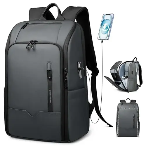 HEROIC KNIGHT Zaino Uomo Elegante per Laptop da 16 pollici con Porta USB Bagaglio a Mano Zaino Porta pc Impermeabile Grande Capacità