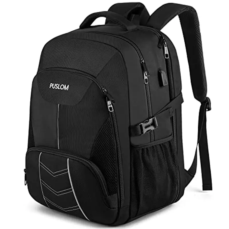 PUSLOM Zaino Uomo Grande 55L 18.4 Pollici con Caricatore USB Lavoro Impermeabile Laptop Computer PC Portatili per Viaggio Ufficio Scuola,