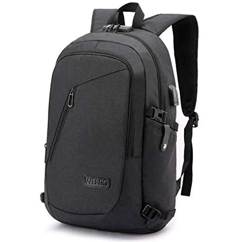 WENIG Zaino Uomo Zaino Antifurto Zaino Per PC Portatile, Zaino per Laptop, Zaino Porta PC Impermeabile, Zaino per Computer Portatile 15.6