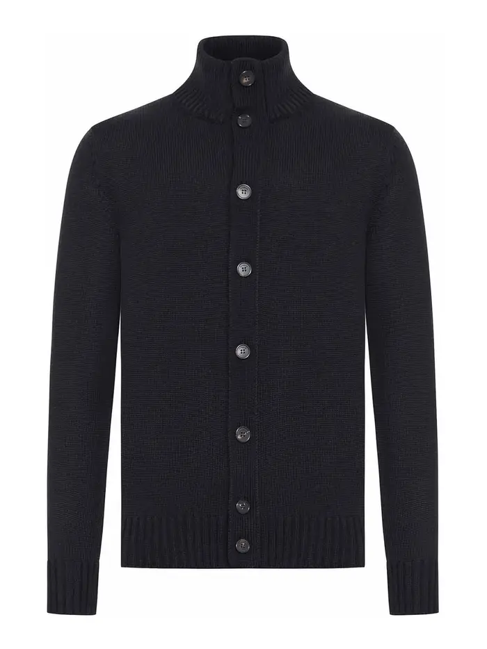 Zanone Cardigan in lana a collo alto Nero