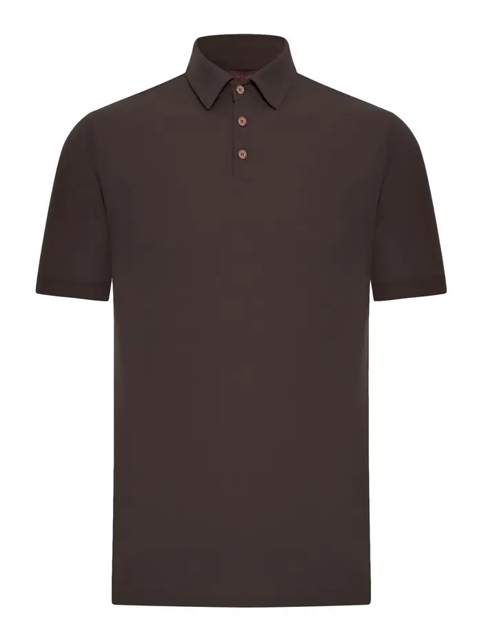Polo Slim Fit In Cotone Ghiaccio Marrone