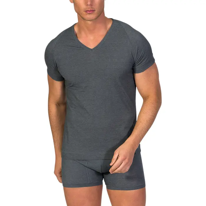 Boxer Zd - Zero Defects Maglietta intima scollo a V uomo cotone egiziano Grigio