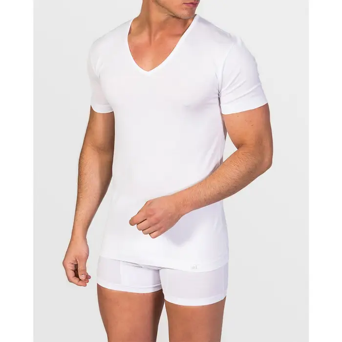 Maglietta intima Zd - Zero Defects Maglietta intima scollo a V uomo filo di Scozia Bianco