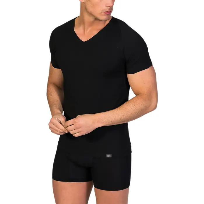 Mutande uomo Zd - Zero Defects Maglietta intima scollo a V uomo cotone egiziano Nero