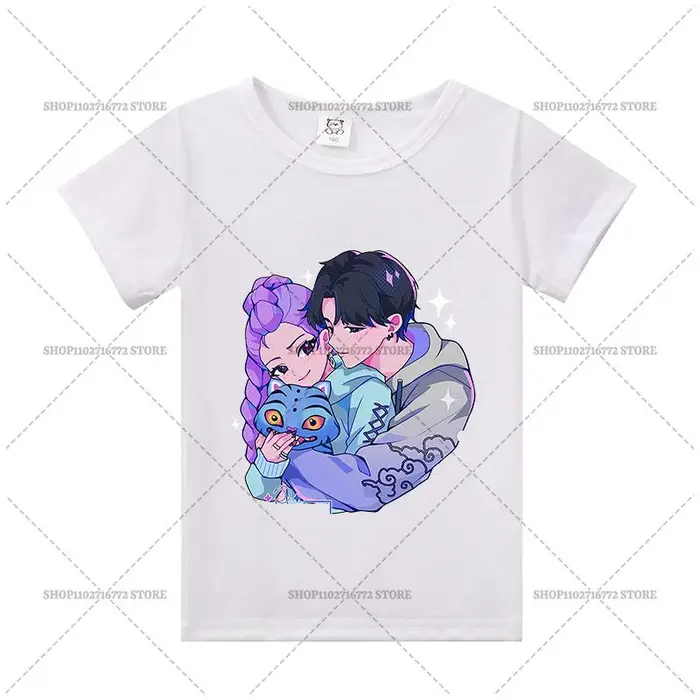 zengyanqin01 T-shirt Kpop Cacciatori di Demoni Bambini Huntrix Saja Ragazzi Film Manica Corta Carino Derpy Rumi Jinu Top Abbigliamento