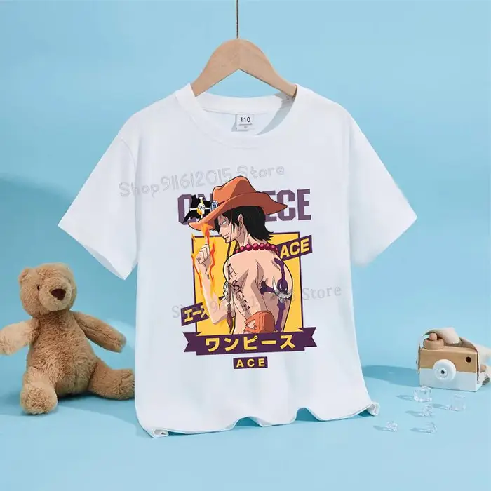 zengyanqin02 Anime Luffy Zoro Maglietta One Piece Manica Corta Top Bianchi Estate Vestiti per Bambini Bambino Magliette di Cotone