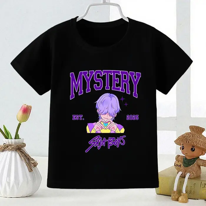 zengyanqin02 Kpop Demon Hunters Saja Stampa Moda Bambini T-shirt Ragazze Top Estivi Vestiti per Neonati Neri Magliette a Manica Corta per
