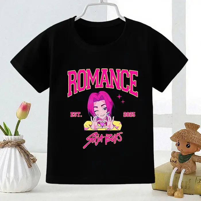 zengyanqin02 Kpop Demon Hunters Saja Stampa Moda Bambini T-shirt Ragazze Top Estivi Vestiti per Neonati Neri Magliette a Manica Corta per