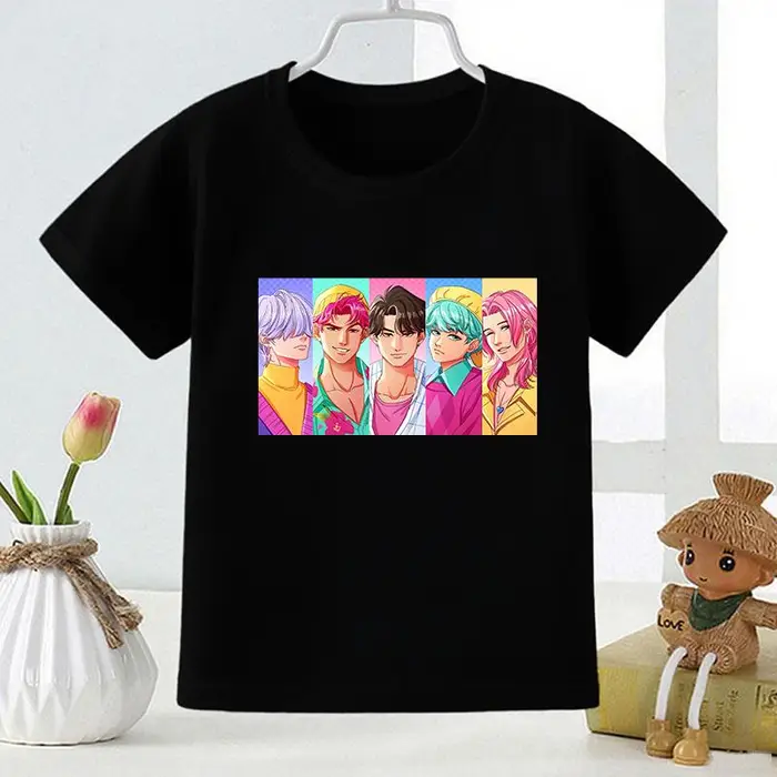 zengyanqin02 Kpop Demon Hunters Saja Stampa Moda Bambini T-shirt Ragazze Top Estivi Vestiti per Neonati Neri Magliette a Manica Corta per