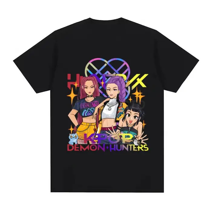 zengyanqin02 Maglietta Bambino KPop Stampa Demon Hunters Moda Casual Top 2025 Film Girocollo Ragazze Ragazzi T-shirt Cartoni Animati Estiva