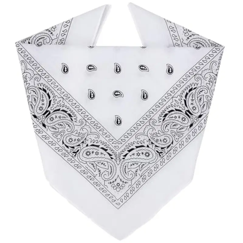 ZENO Bandana Bianco – 100% Cotone & Fibre Naturali – Foulard Bianco Senza Poliestere – Alta Qualità, Morbida