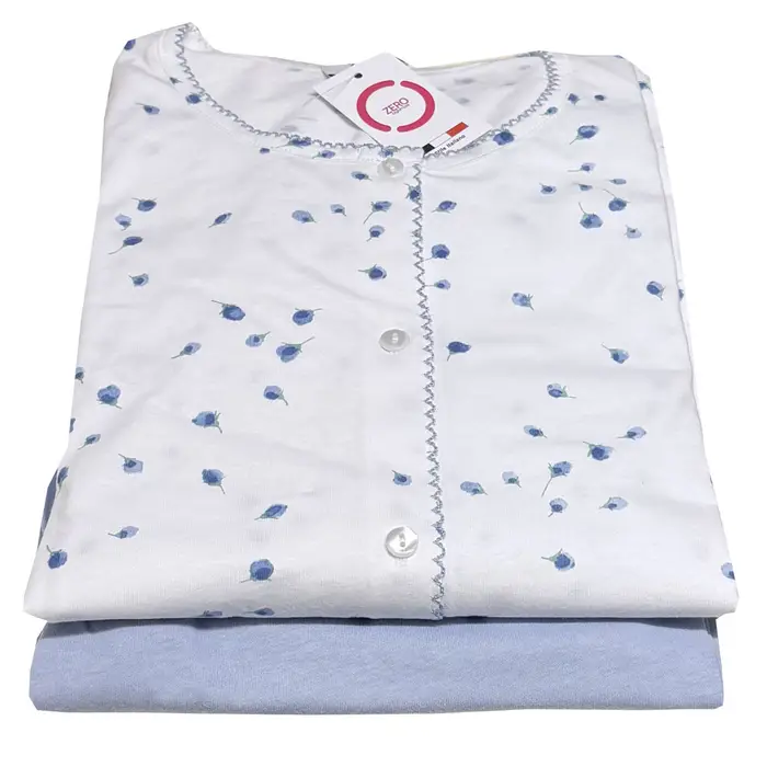 Zero 363 Pigiama aperto fresco cotone z4879e donna zero pigiamore cielo