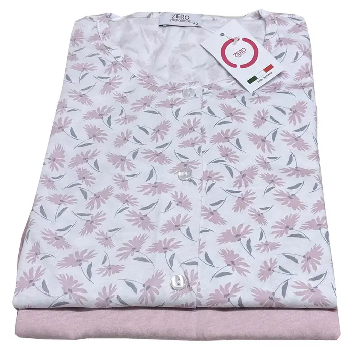 Zero 363 Pigiama aperto fresco cotone z4905e donna zero pigiamore rosa