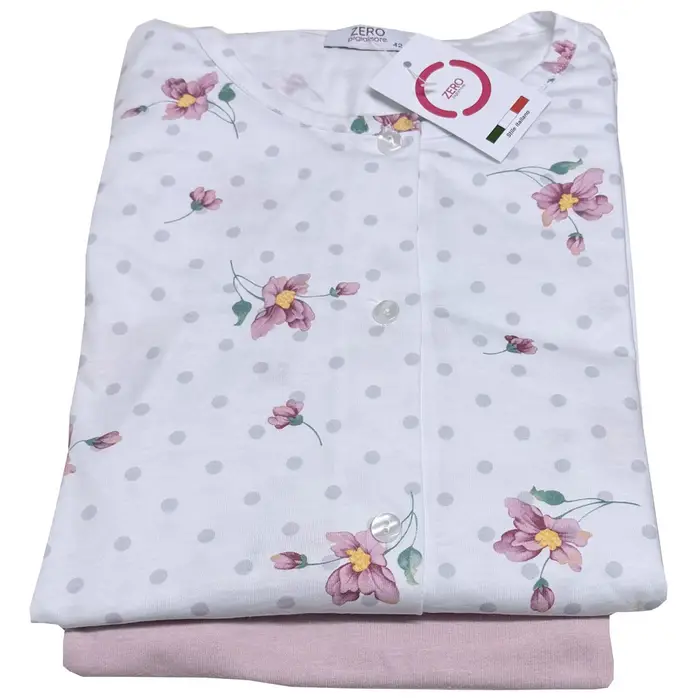 Zero 363 Pigiama aperto fresco cotone z4921e donna zero pigiamore rosa