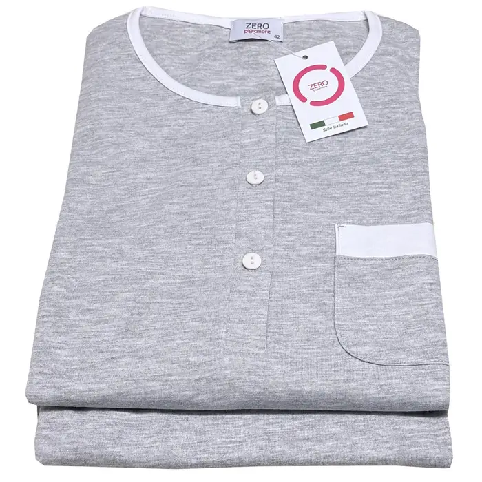 Zero 363 Pigiama serafino fresco cotone z4927e donna zero pigiamore grigio melange