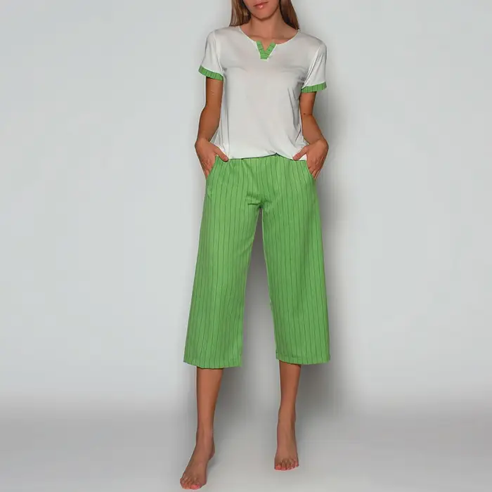 Zero 363 Pigiama t-shirt e pantalone gaucho 3303 donna pigiamore menta