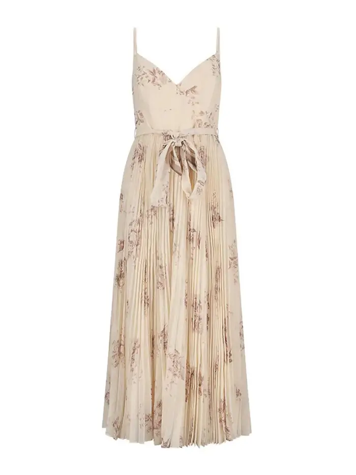 Zimmermann Abito da picnic plissettato a raggi di sole Beige